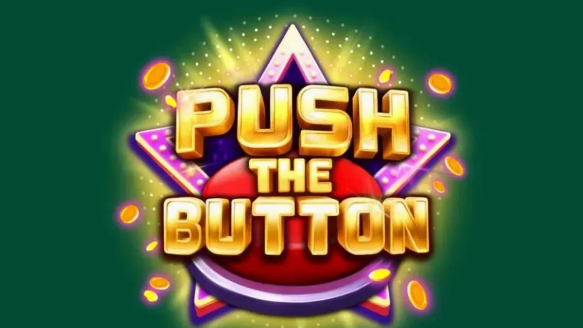 Tampilan visual slot Push the Button dengan tema studio TV mewah